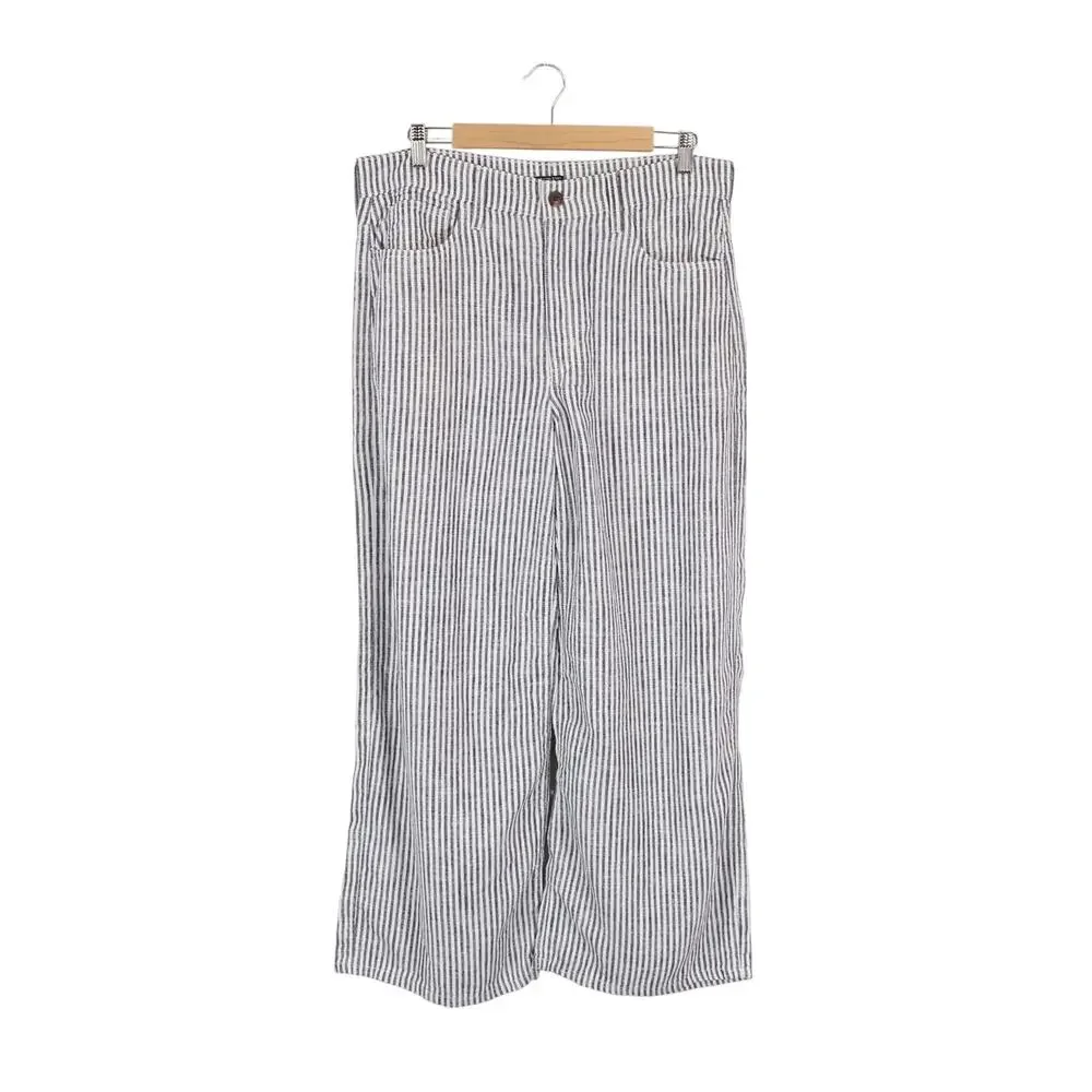 J.Crew Five Pocket Pant Striped Stretch Linen Blend Navy Railroad Stripe 30 NWT